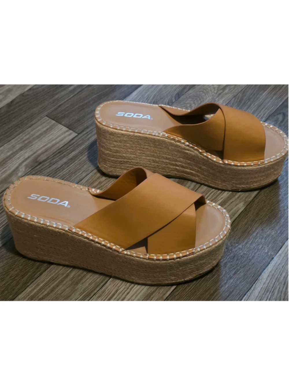 Women's Soda Platform Sandals Tan Size 8